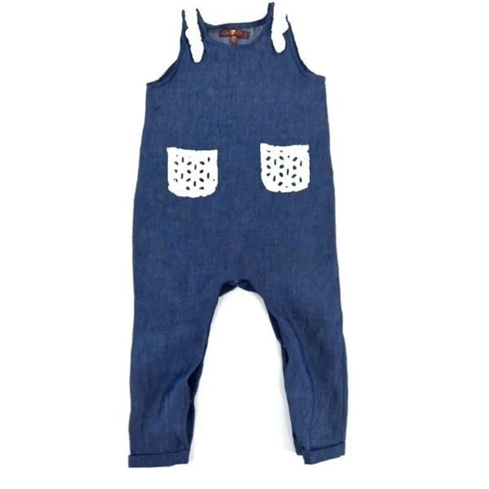 7 For All‎ Mankind Baby 7FAM Jumpsuit one Piece Chambray Lace Size 18 months